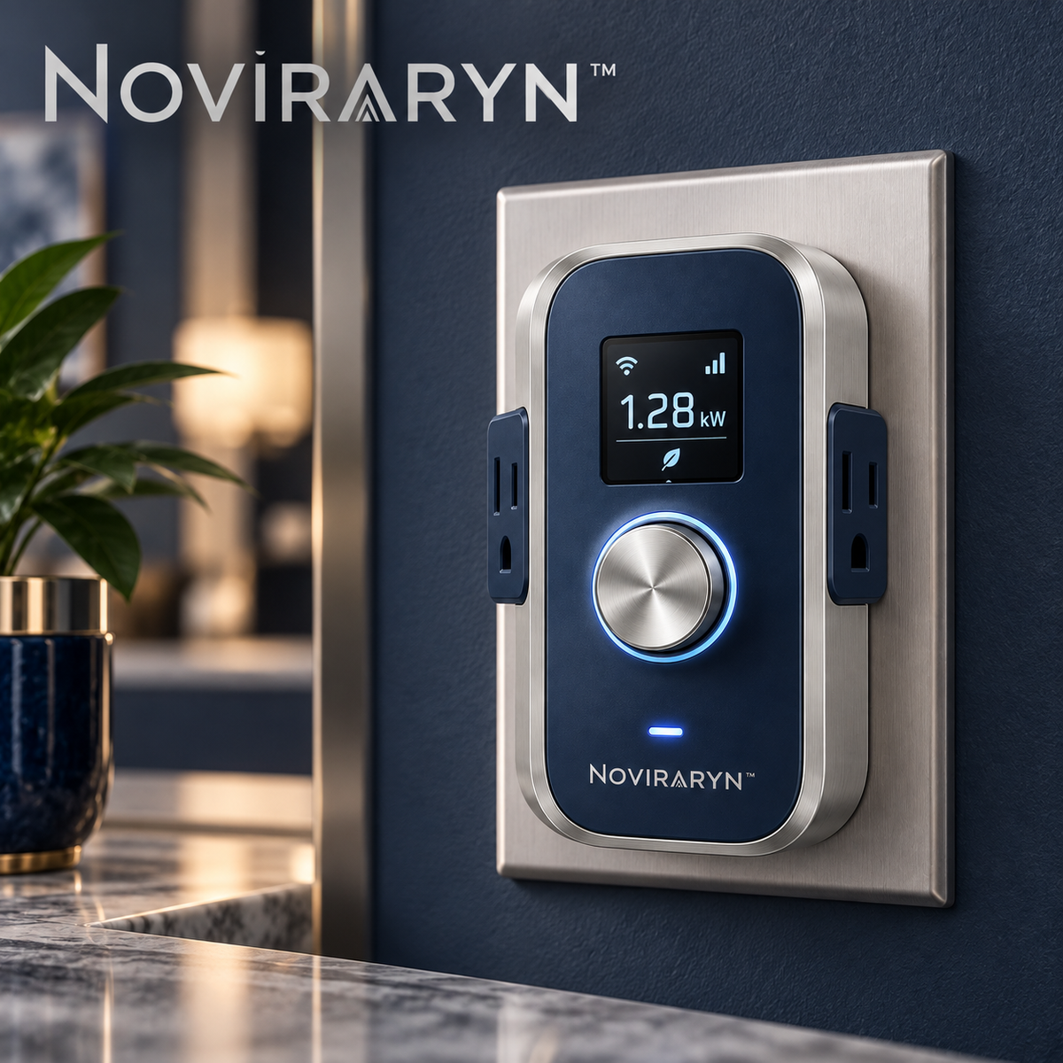 Noviraryn™ Wall-Hugging Smart Plug with Dual Side Outlets and Energy Display