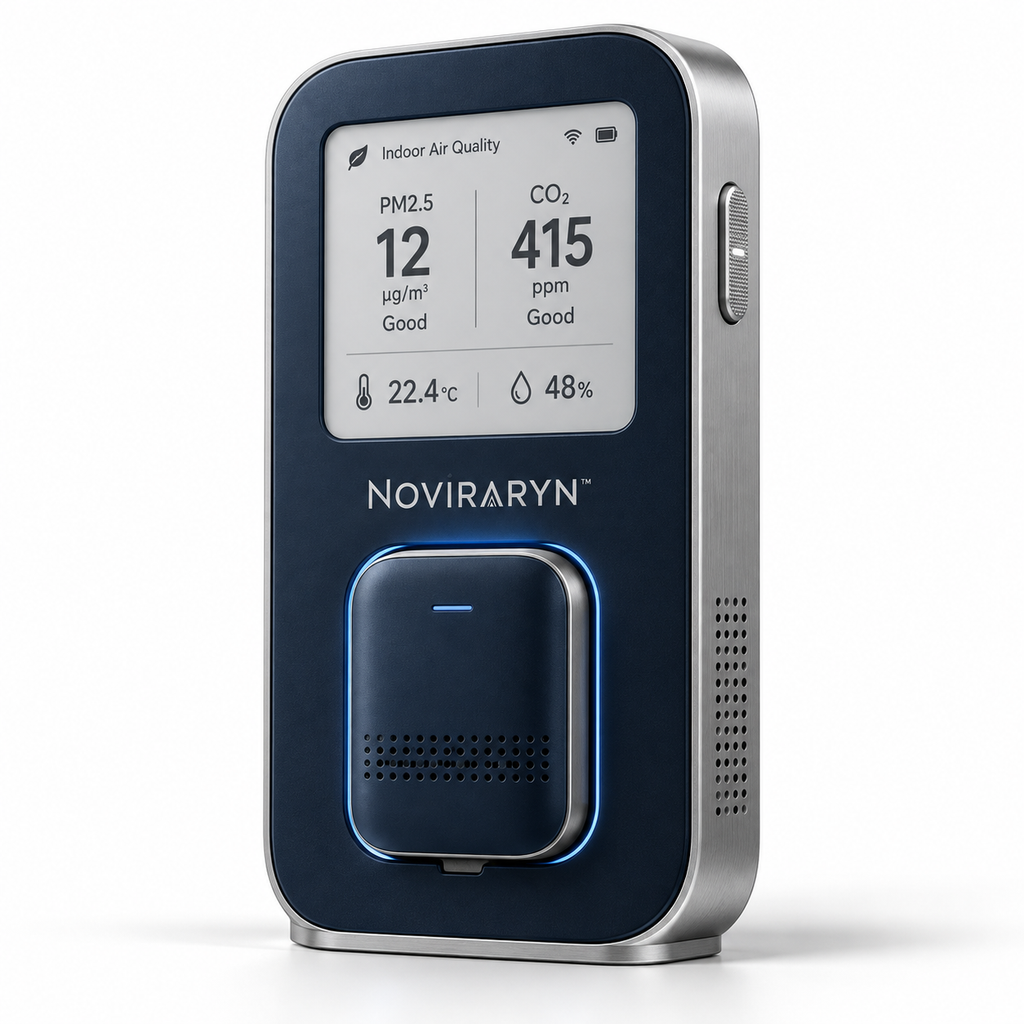 Noviraryn™ Docking Air Quality Monitor with Portable Room Sensor and Ambient Status Display