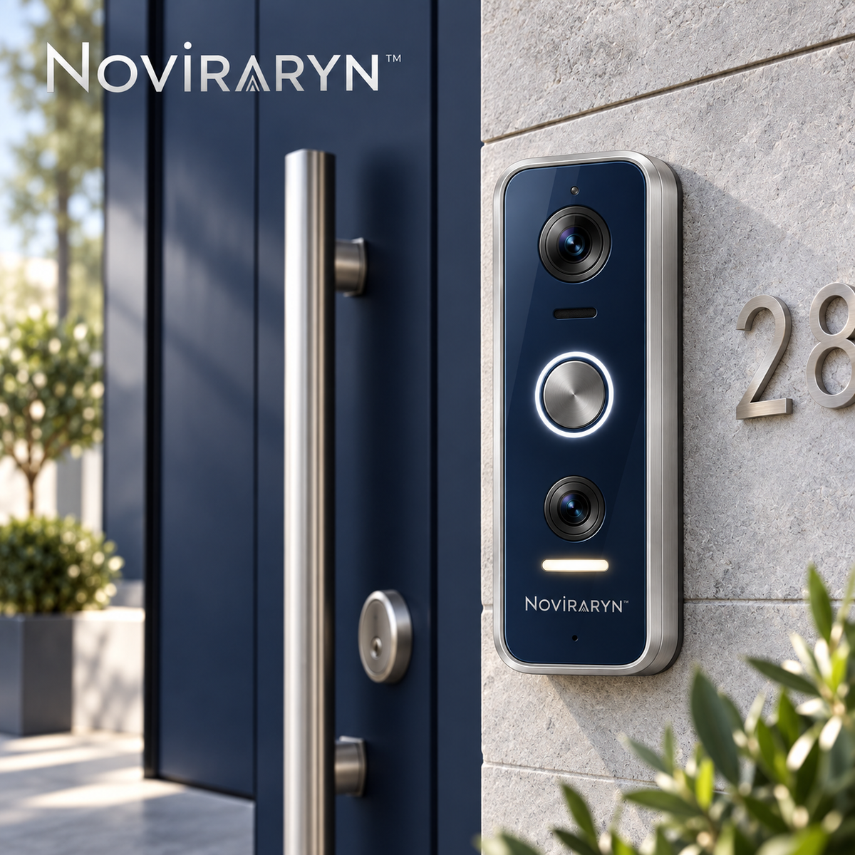 Noviraryn™ Architectural Smart Doorbell with Dual-View Camera and Entry Light
