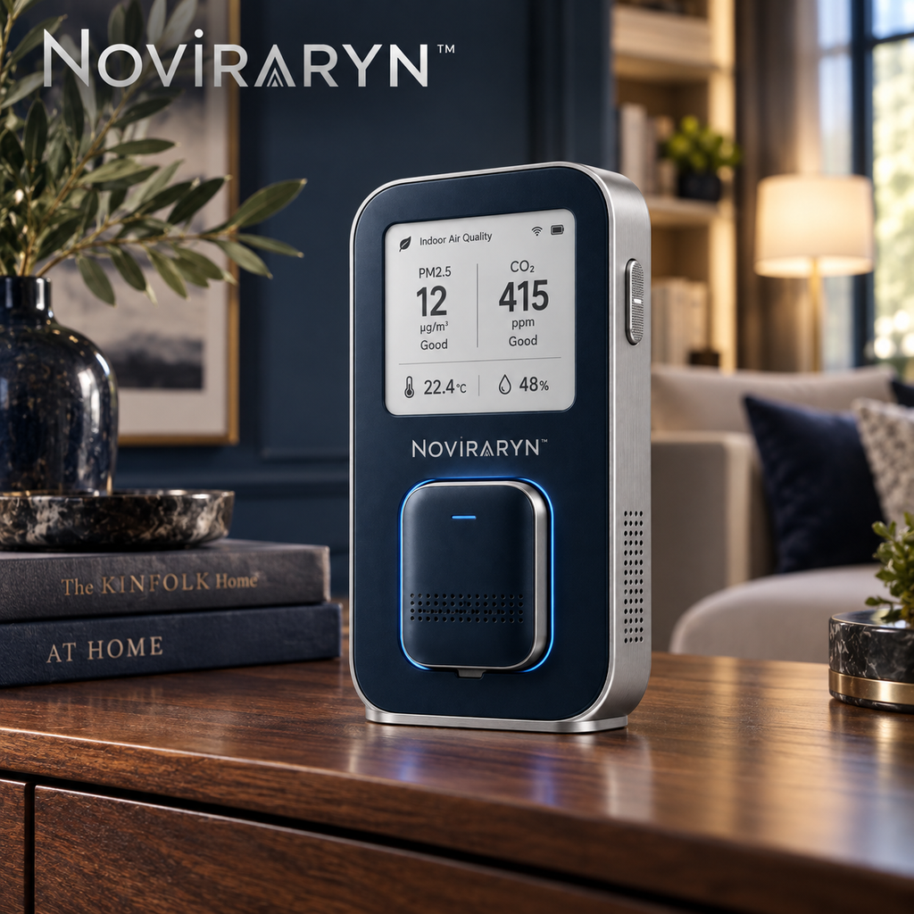 Noviraryn™ Docking Air Quality Monitor with Portable Room Sensor and Ambient Status Display