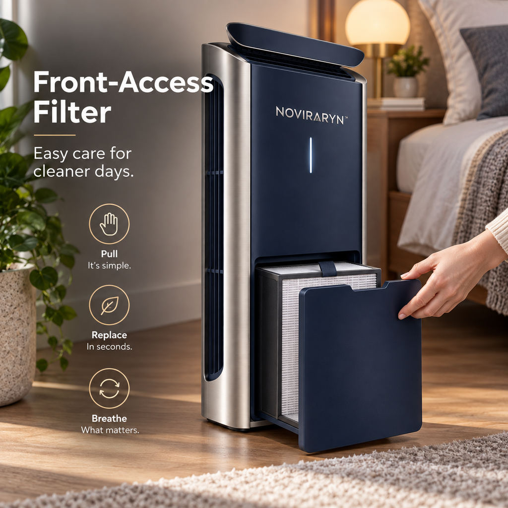 Noviraryn™ Architectural Air Purifier with Directional Airflow Panel and Front-Access Filter Drawer
