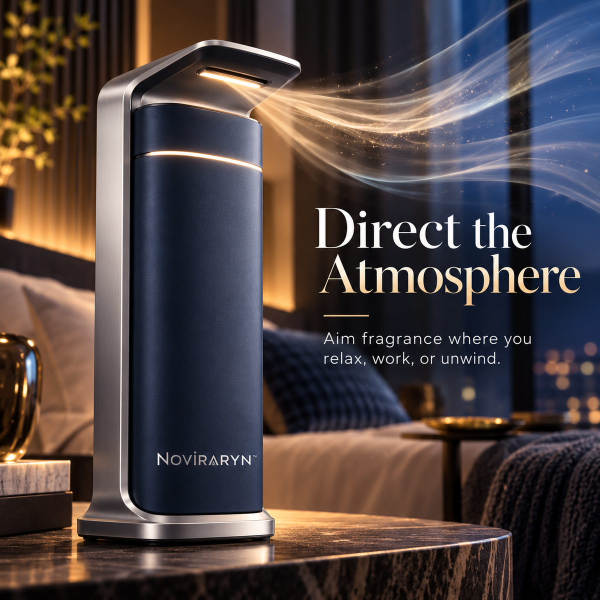 Noviraryn™ Directional Smart Aroma Diffuser with Dual Scent Cartridges and Ambient Light
