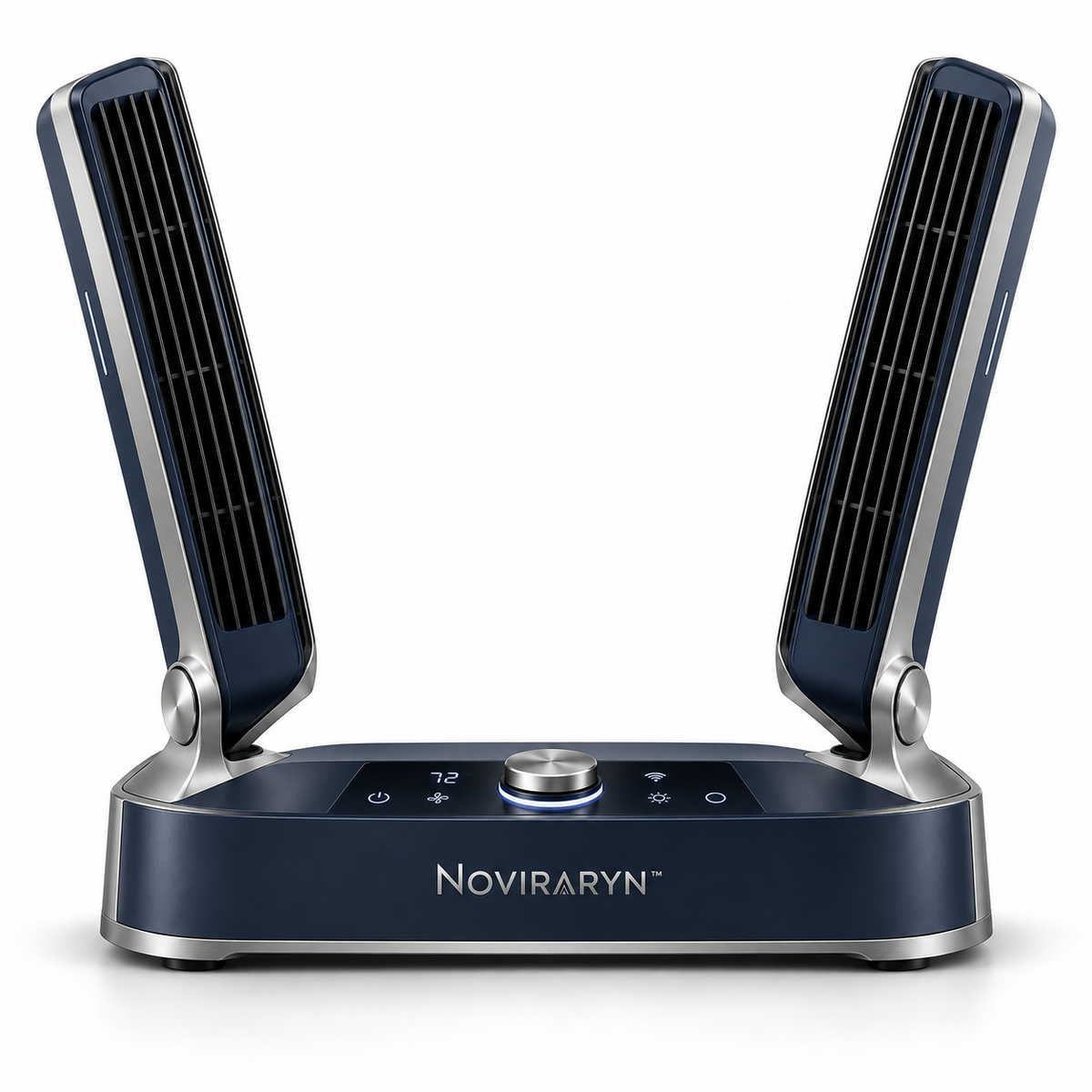 Noviraryn™ Dual-Zone Smart Fan with Pivoting Airflow Wings and Low-Profile Console Base