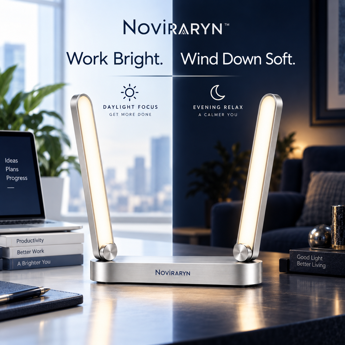 Noviraryn™ Pivoting Smart Light Frame for Ambient, Task, and Display Lighting