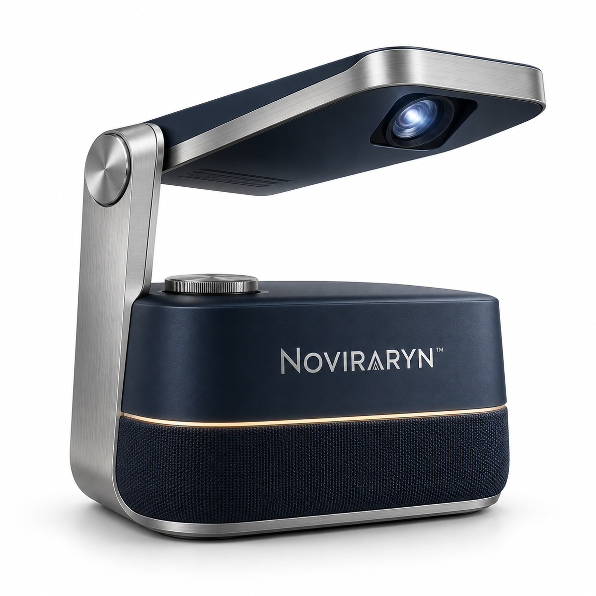 Noviraryn™ Fold-Flat Mini Projector with Pivoting Optical Wing and Integrated Speaker Base