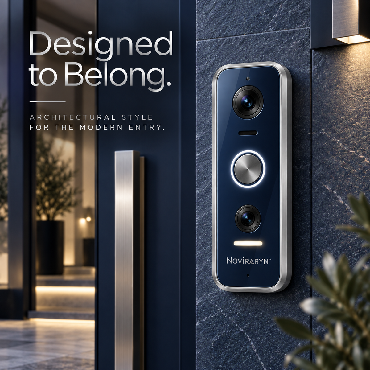 Noviraryn™ Architectural Smart Doorbell with Dual-View Camera and Entry Light