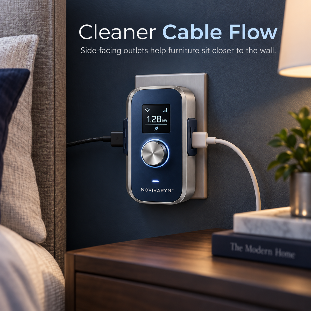 Noviraryn™ Wall-Hugging Smart Plug with Dual Side Outlets and Energy Display