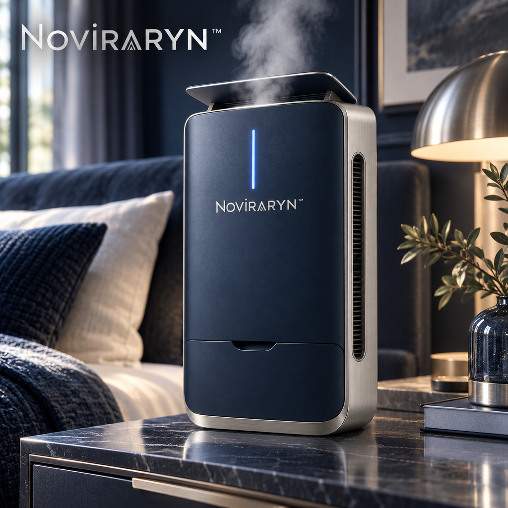Noviraryn™ Slimline Humidifier with Slide-Out Water Cassette and Adjustable Mist Canopy
